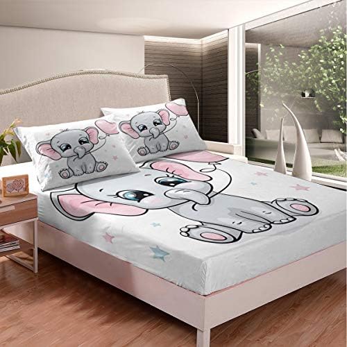 Feelyou Elephant Bed Sheet Set for Kids Twin Size 2Pcs