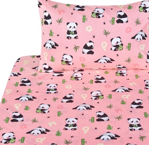 Pink Panda Bamboo Cute Kids Bed Sheet Set 1