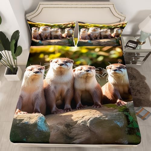 Feelyou Kids Sea Otter Sheet Set Twin Size