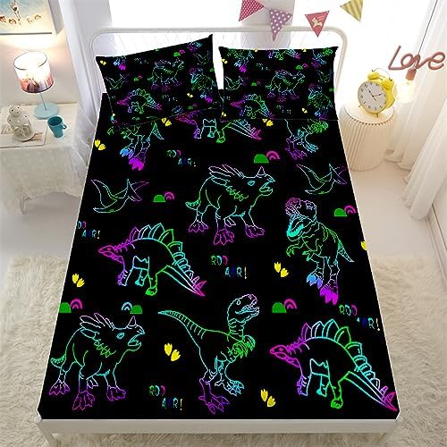 Gusuhome 3D Dinosaur Bed Sheets Twin Set for Boys