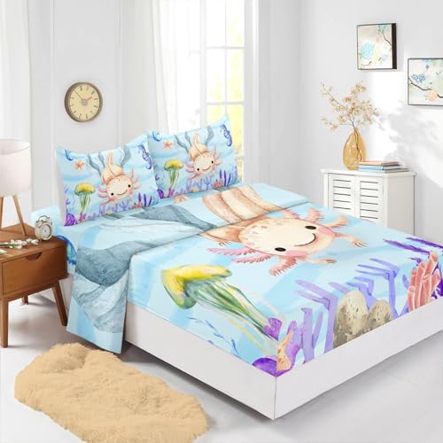 Kawaii Axolotl Ocean Animal Sheet Set 4Pcs