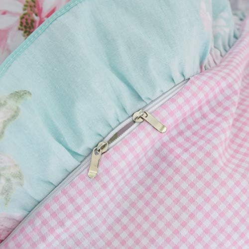 FADFAY Farmhouse Shabby Pink Floral Bedding Set 4-Piece California King