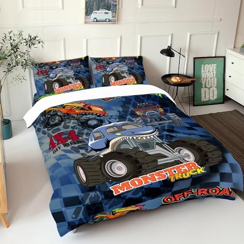 AILONEN 3D Monster Truck Duvet Set for Kids Boys