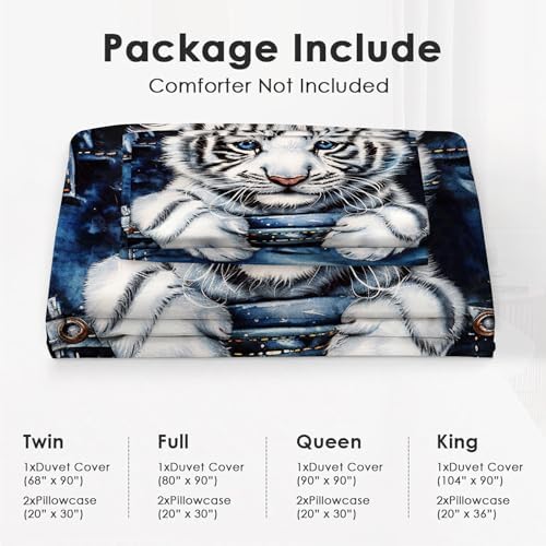 Tiger Duvet Cover Set 3 Piece Full Twin King Queen Size