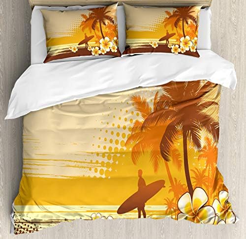 Ambesonne Surf Duvet Cover Set with 3 Piece Bedding