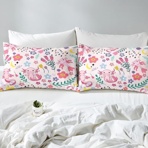 Erosebridal Floral Axolotl Fitted Sheet Twin