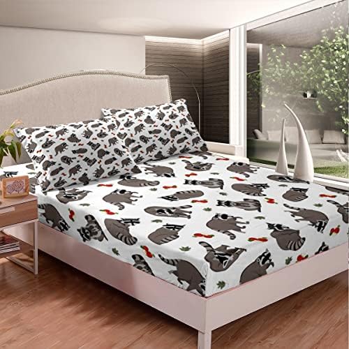Feelyou Cute Raccoons Twin Sheet Set with Pillowcase