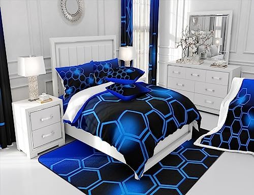 Feelyou Blue Black Duvet Cover Set Twin Size