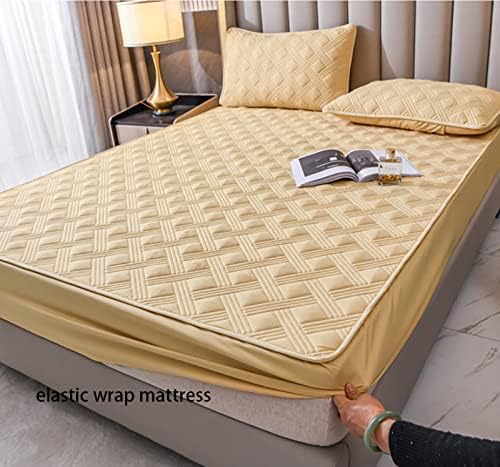 FCLDESHOP Cotton Mattress Pad Khaki 90x200cm30cm