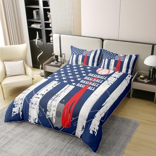 Feelyou Baseball Duvet Cover Set 3PCs 100 Cotton Kids Comforter Cover