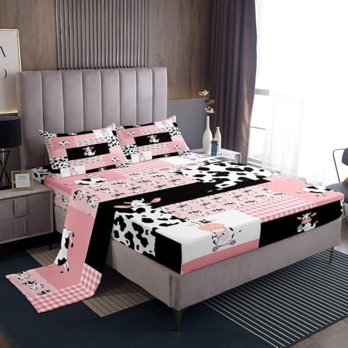 Feelyou Cute Milk Cow Sheet Set Twin Size