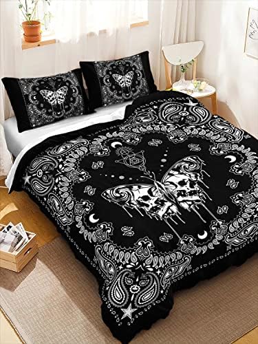 HOSIMA Grey Butterfly Duvet Cover Set for Girls