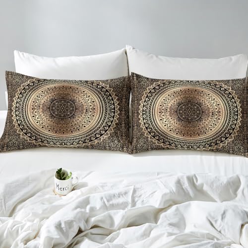 Castle Fairy Brown Black Mandala Duvet Cover Set King Size