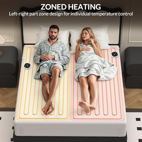 HOMLYNS LuxeHeat Queen Heated Mattress Pad with Dual Control and 10 Heat Levels
