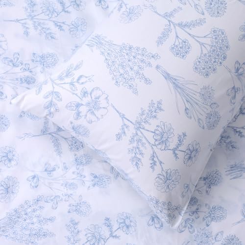 YINFUNG Blue Floral Duvet Cover Set King