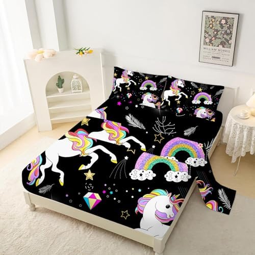 VTKON Unicorn Twin Sheet Set 92x66