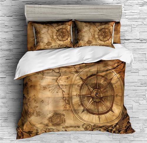 REALIN Vintage Nautical Map Duvet Cover Set