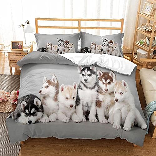 ZZBDSB Cute Husky Print Duvet Cover Set