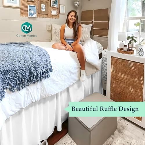 Cotton Metrics Linen Twin XL Bed Skirt with 32 Drop