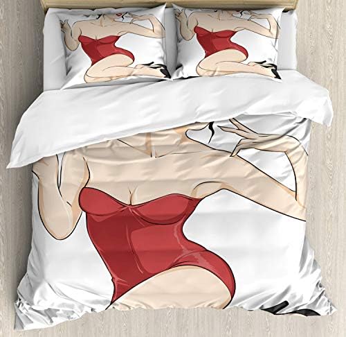 Ambesonne Pin Up Girl Duvet Cover Set California King 1