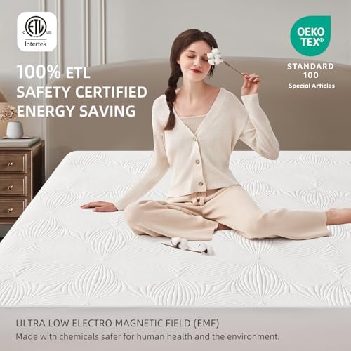 Bwarm Heated Mattress Pad with 9 Heat Settings and 12 Hour Auto Off