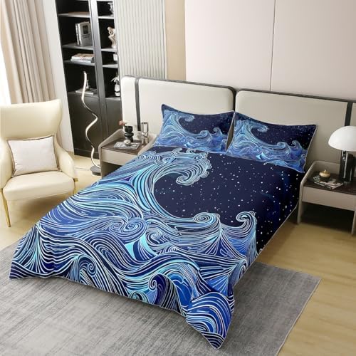 Japanese Wave Duvet Cover Set - 100 Cotton Queen Size