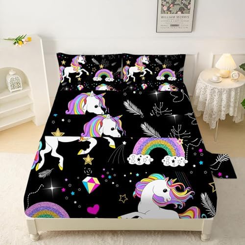 VTKON Unicorn Twin Sheet Set 92x66