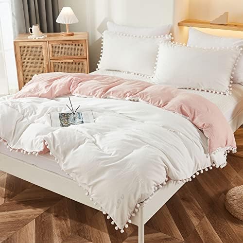 Bedbay Boho Queen Duvet Cover Set with Pom Pom Fringe 1