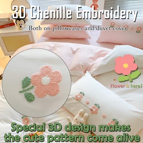 MorroMorn Fluffy Chenille Embroidered Duvet Cover Set