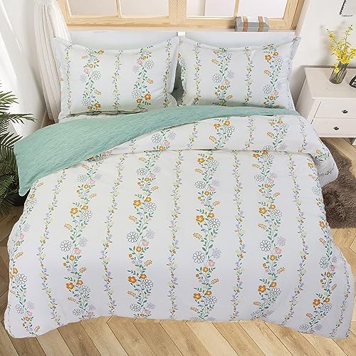 Usfivefam Floral Duvet Cover Set Queen