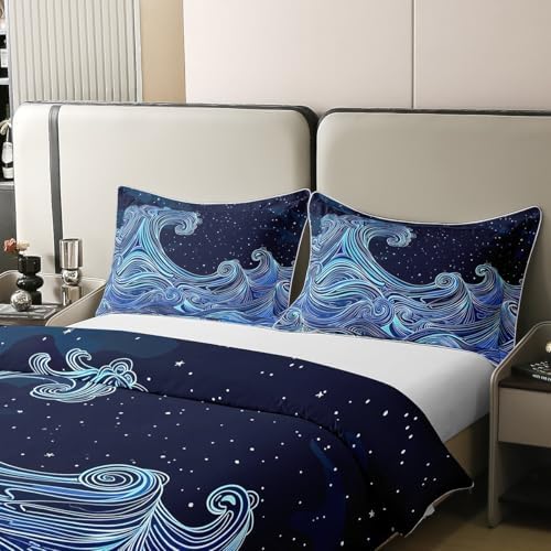 Japanese Wave Duvet Cover Set - 100 Cotton Queen Size