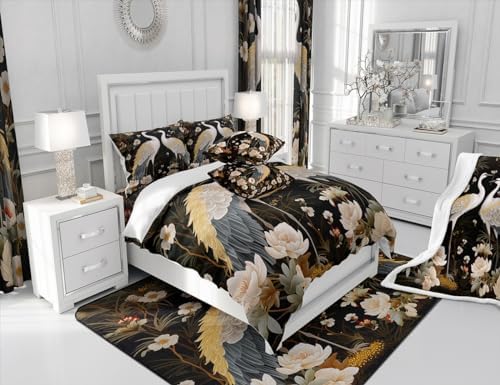 Feelyou Japanese Crane Duvet Cover Set 3Pcs King Size 1