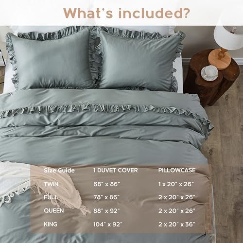 SimpleOpulence Organic Cotton Duvet Cover Set with Ruffles 3Pcs