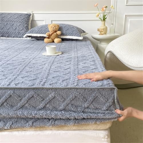 Velvet Flannel Bed Sheet with Deep Pocket Shrinkage Fade Resistant Twin XL Gray