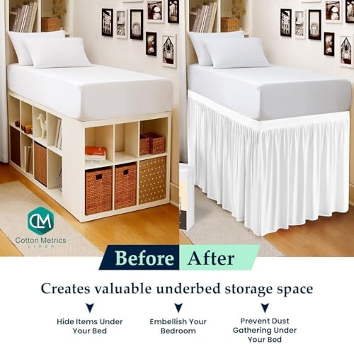 Cotton Metrics Linen Twin XL Bed Skirt with 32 Drop