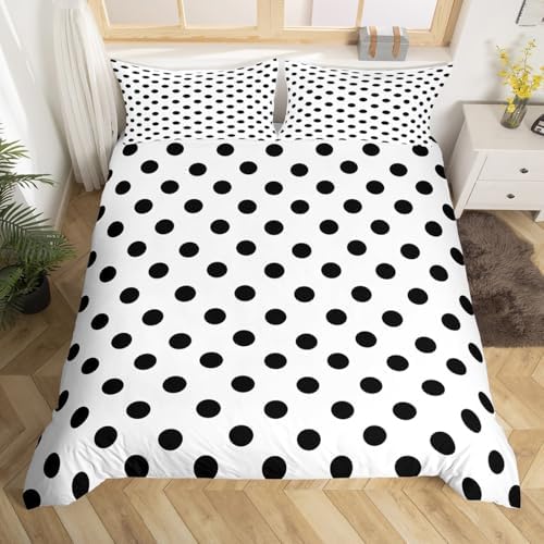 Feelyou Polka Dots Duvet Cover Set Modern Geometry Design Black White