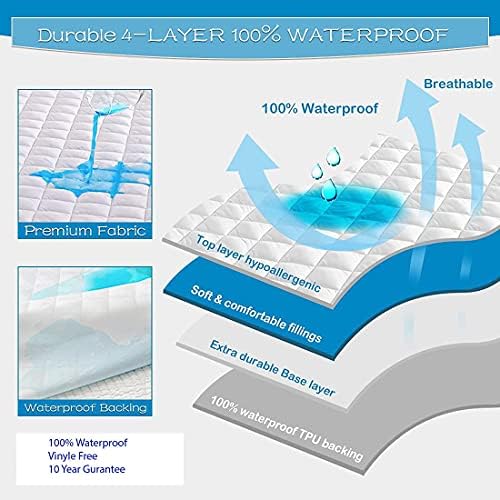AmigoZone Waterproof Quilted Mattress Protector Pad