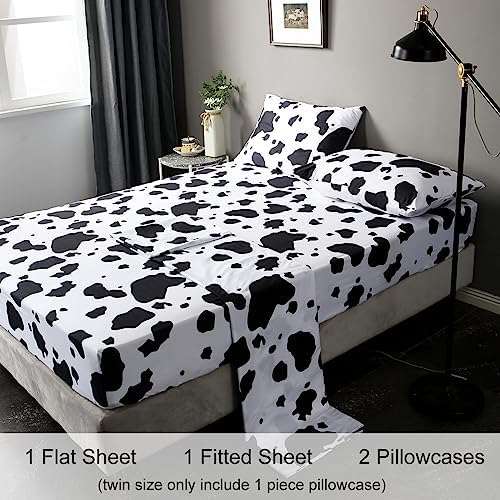 WINLIFE Cartoon Cow Print Twin Sheet Set