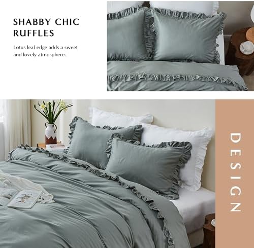 SimpleOpulence Organic Cotton Duvet Cover Set with Ruffles 3Pcs