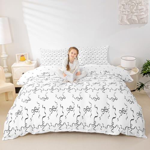 Manfei Bow Knot Duvet Cover Set King Size