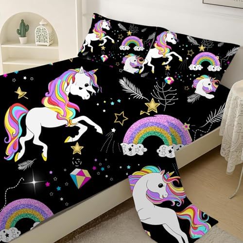 VTKON Unicorn Twin Sheet Set 92x66