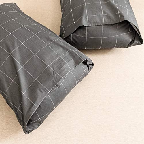 JELLYMONI 3pcs Plaid Duvet Cover Set Black with White Grid Pattern