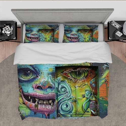 HOBBOY Kids Duvet Cover Set Psychedelic Graffiti