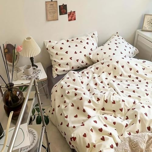 Nayoroom Heart Duvet Cover Set Queen Size 3Pcs