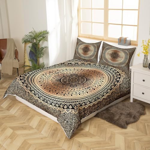 Castle Fairy Brown Black Mandala Duvet Cover Set King Size
