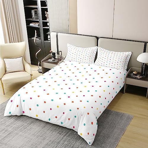 jejeloiu Polka Dot Duvet Cover Set King Size 100 Cotton 3Pcs