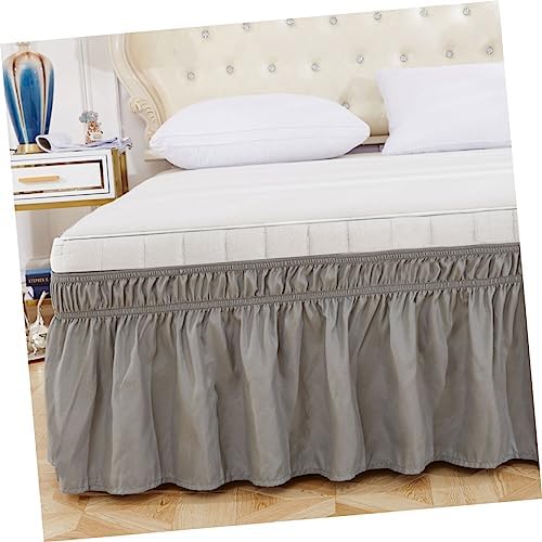 HONMEET Ruffled Bed Skirt Grey Solid Sheet Bedding with Elastic Band