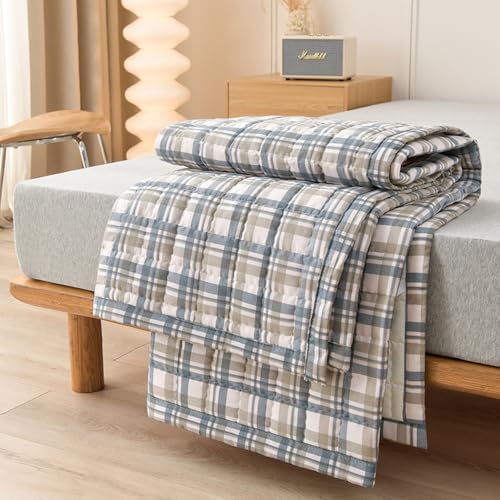 LweiPsqLin Queen Mattress Pad Breathable Non-Slip Cotton with Elastic Straps