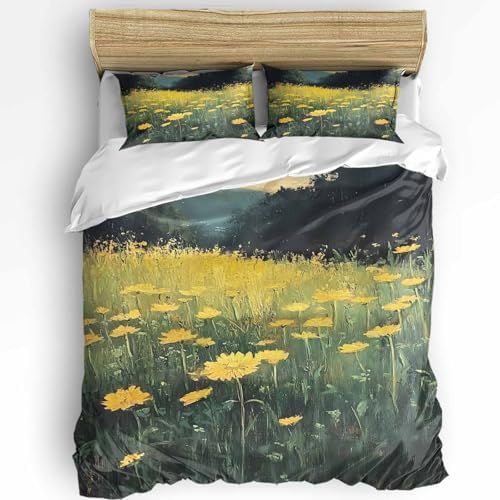 Boanket 3-Piece Twin Duvet Cover Set with Zipper Soft Floral Design