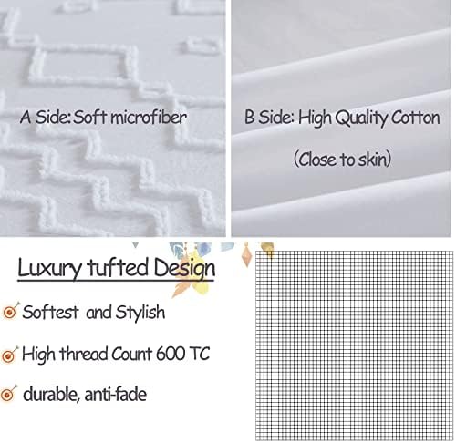 FADFAY White Boho Pom Pom Duvet Cover Set Twin XL